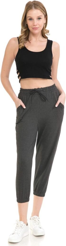 Leggings Depot Womens Relaxed-fit Jogger Track Cuff Sweatpants with Pockets for Yoga, Workout