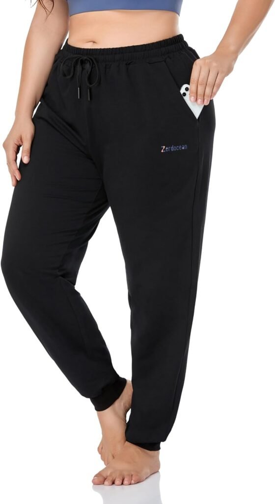 ZERDOCEAN Womens Plus Size Joggers Pants Active Sweatpants Tapered Workout Yoga Lounge Pants with Pockets