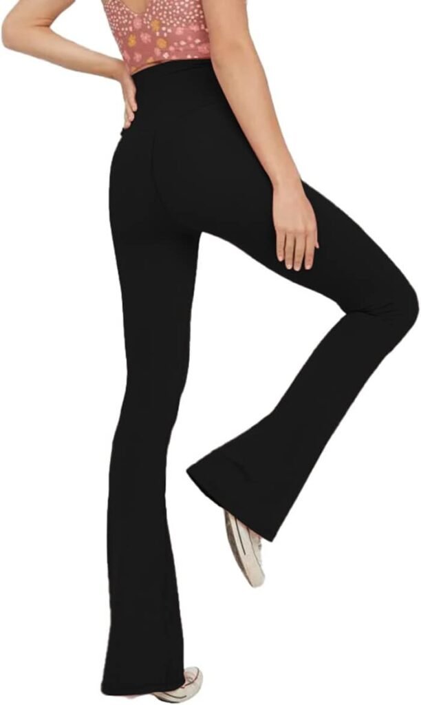 TOPYOGAS Womens Casual Bootleg Yoga Pants V Crossover High Waisted Flare Workout Pants Leggings