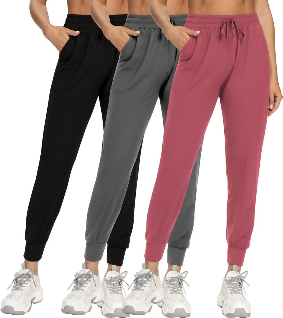 FULLSOFT 3 Pack Sweatpants for Women-Womens Joggers with Pockets Athletic Leggings for Workout Yoga Running